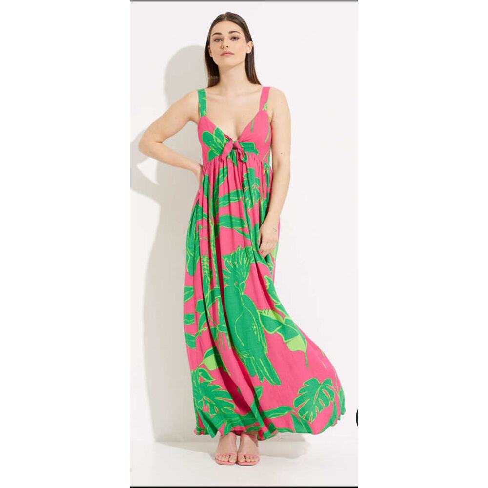 Desigual Damila Tropical Print Summer Vacation Maxi Dress M Boho Chic Resort